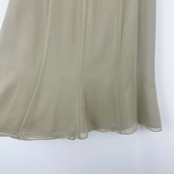Vintage Talbots Petite Silk Skirt A Line Gaudet Chiffon Khaki Knee Length US 8 - Picture 9 of 9